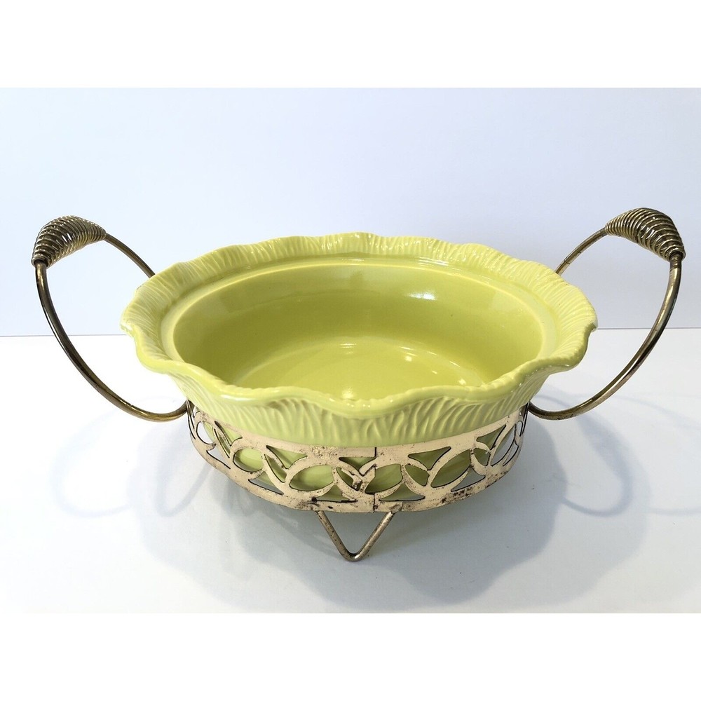 Vintage 1956 Miramar Of California Pottery Dish Bowl 600 No Lid Lime Green tray